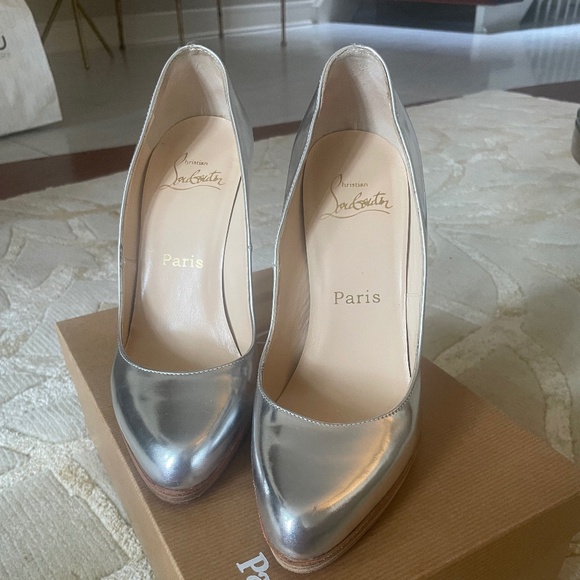 Silver Christian Louboutin Heels - Picture 1 of 7